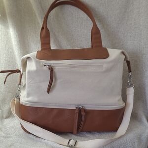 Weekender Cream Canvas Vegan Leather